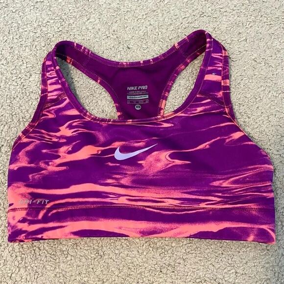 Nike Pink and Purple Patterned Dri-fit Racerback Sports Bra Size XS - Picture 2 of 6